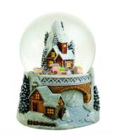 Boules à neige musicales de Noël disponibles sur commande (nous contacter) Boule à neige musicale de Noël: boule à neige animée avec train et gare