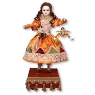 Automates en porcelaine Automate musical traditionnel : automate musical petite fille au pantin