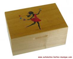 Boîtes à bijoux musicales avec ballerines Boîte à bijoux musicale en bois marqueté avec ballerine dansante et large miroir - Libérée délivrée (Reine des neiges)