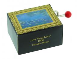 Boîtes à musique à manivelle en carton illustré Boîte à musique à manivelle de 18 notes dans une boîte en carton - Les nymphéas (Claude Monet) - Au clair de la lune