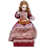 Automates en porcelaine Automate musical traditionnel en porcelaine : automate musical petite fille &agrave; l'&eacute;critoire