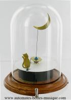 Automates haut de gamme de tous types Automate musical avec globe en verre : chat lunaire en laiton poli