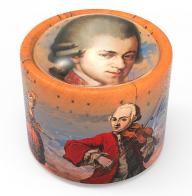 Boîtes à musique "Brilly" Boîte à musique "Brilly" en carton illustré avec demi-globe en verre - La flûte enchantée (W. A. Mozart).