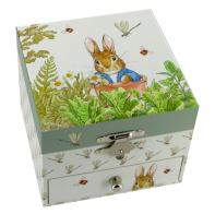Boîtes à bijoux musicales avec animaux Boîte à bijoux musicale Trousselier en bois avec Pierre lapin animé - Love me tender (Elvis Presley).