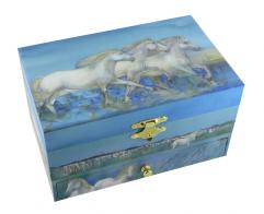 Boîtes à bijoux musicales avec animaux Boîte à bijoux musicale Trousselier en bois avec cheval blanc - Le lac des cygnes (P. I. Tchaïkovski)