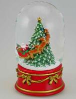 Boules à neige musicales de Noël disponibles sur commande (nous contacter) Boule à neige musicale de Noël avec globe en verre et scène de Père Noël - Mon beau sapin