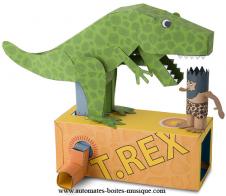 Automates en carton Automate en carton : automate dinosaure avalant un homme des cavernes