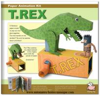 Automates en carton Automate en carton : automate dinosaure avalant un homme des cavernes