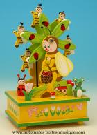 Jouets musicaux en bois Jouet musical en bois : jouet musical roue abeilles