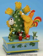 Jouets musicaux en bois Jouet musical en bois : jouet musical avec roue coq