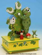Jouets musicaux en bois Jouet musical en bois : jouet musical avec roue des grenouilles