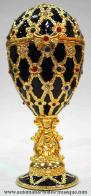 Oeufs musicaux en m&eacute;tal de style faberg&eacute; Oeuf musical en m&eacute;tal de style Faberg&eacute; : oeuf musical bleu tr&egrave;s fonc&eacute;