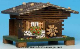Chalets musicaux miniatures : chalets suisses Chalet musical miniature suisse : chalet avec roue &agrave; eau