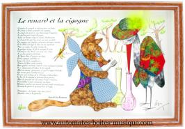 Tableaux musicaux  : tableaux musicaux avec fables de Jean de la Fontaine Tableau musical pour chambres d'enfants : tableau musical "le renard et la cigogne"