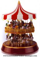Grands carrousels musicaux miniatures Carrousel musical miniature en bois et toile Mr Christmas : carrousel musical miniature avec 2 &eacute;tages