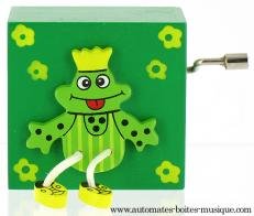 Bo&icirc;tes &agrave; musique &agrave; manivelle en bois Bo&icirc;te &agrave; musique &agrave; manivelle : bo&icirc;te &agrave; musique &agrave; manivelle avec grenouille