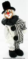 Clowns automates musicaux Clown automate musical en porcelaine : clown automate musical noir