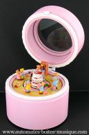 Automates musicaux nouveau-n&eacute;s Automate musical cadeau de naissance : bo&icirc;te ronde musicale pour nouveau-n&eacute; fille