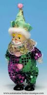 Clowns automates musicaux Clown automate musical en porcelaine : clown automate musical vert et mauve