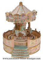 Carrousels musicaux miniatures en polystone Carrousel musical miniature en polystone : carrousel musical avec balustrade 14148