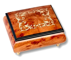 Bo&icirc;tes &agrave; bagues musicales en bois naturel Bo&icirc;te &agrave; bagues musicale de 18 lames : bo&icirc;te &agrave; bagues marqueterie arabesques