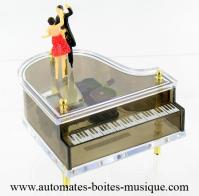 Instruments de musique miniature en plexiglas Instrument de musique miniature : piano &agrave; queue avec couple de danseurs