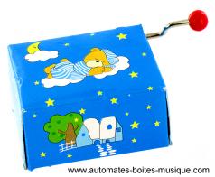 Bo&icirc;tes &agrave; musique &agrave; manivelle en carton Bo&icirc;te &agrave; musique &agrave; manivelle : bo&icirc;te &agrave; manivelle en carton avec ours sur un nuage