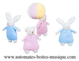 Mobiles musicaux anim&eacute;s avec animaux Mobile musical anim&eacute; Trousselier avec animaux : mobile musical anim&eacute; avec lapins, ours et balle.
