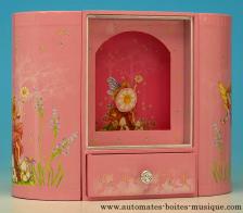 Armoires musicales &agrave; bijoux pour enfants Armoire musicale &agrave; bijoux en bois : armoire musicale avec fleur mouvante