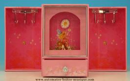 Armoires musicales &agrave; bijoux pour enfants Armoire musicale &agrave; bijoux en bois : armoire musicale avec fleur mouvante