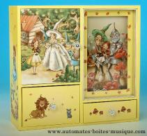 Armoires musicales &agrave; bijoux pour enfants Armoire &agrave; bijoux musicale en bois : armoire &agrave; bijoux jaune "Le magicien d'Oz"