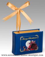 Livres musicaux miniatures Livre musical miniature &eacute;lectrique en cuir avec sc&egrave;ne anim&eacute;e : jouets autour d'un sapin