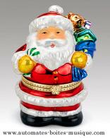 Bo&icirc;tes &agrave; musique anim&eacute;es de No&euml;l en porcelaine Bo&icirc;te &agrave; musique anim&eacute;e de No&euml;l en porcelaine : bo&icirc;te &agrave; musique P&egrave;re No&euml;l