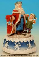 Bo&icirc;tes &agrave; musique anim&eacute;es avec p&egrave;res No&euml;l Bo&icirc;te &agrave; musique avec p&egrave;re No&euml;l automate tournant : bo&icirc;te &agrave; musique avec p&egrave;re No&euml;l et enfants