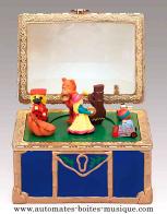 Bo&icirc;tes &agrave; musique anim&eacute;es de No&euml;l en porcelaine Bo&icirc;te &agrave; musique anim&eacute;e de No&euml;l Mr Christmas  : bo&icirc;te &agrave; musique en porcelaine en forme de malle avec jouets