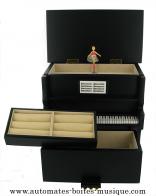 Instruments de musique miniature en bois Instrument de musique miniature en bois : piano droit miniature avec ballerine dansante