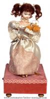 Automates en porcelaine Automate musical traditionnel en porcelaine : automate musical petite fille et chat
