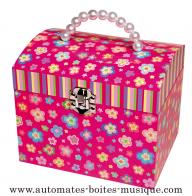 Bo&icirc;te &agrave; bijoux musicale Trousselier avec bouquet de fleurs tournant Bo&icirc;te &agrave; bijoux musicale Trousselier : bo&icirc;te &agrave; bijoux vanity case avec bouquet de fleurs tournant