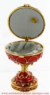 Oeufs musicaux en m&eacute;tal de style faberg&eacute; Oeuf musical de style Faberg&eacute; : oeuf musical rouge en m&eacute;tal avec strass