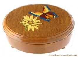 Nouveaut&eacute;s bo&icirc;tes &agrave; bijoux musicales Lut&egrave;ce Cr&eacute;ations Bo&icirc;te &agrave; bijoux musicale Lut&egrave;ce Cr&eacute;ations : bo&icirc;te &agrave; bijoux musicale marqueterie papillon et fleur