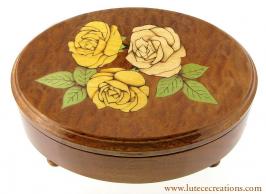 Nouveaut&eacute;s bo&icirc;tes &agrave; bijoux musicales Lut&egrave;ce Cr&eacute;ations Bo&icirc;te &agrave; bijoux musicale Lut&egrave;ce Cr&eacute;ations : bo&icirc;te &agrave; bijoux musicale marqueterie 3 roses