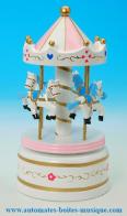 Carrousels musicaux miniatures en bois Carrousel musical miniature en bois : carrousel musical miniature blanc de petite taille