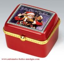 Bo&icirc;tes &agrave; musique anim&eacute;es de No&euml;l en porcelaine Bo&icirc;te &agrave; musique non anim&eacute;e de No&euml;l Mr Christmas : bo&icirc;te &agrave; musique "Jolly old Saint Nicholas"