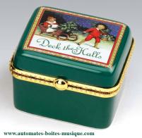 Bo&icirc;tes &agrave; musique anim&eacute;es de No&euml;l en porcelaine Bo&icirc;te &agrave; musique non anim&eacute;e de No&euml;l Mr Christmas : bo&icirc;te &agrave; musique "Deck the halls"