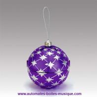 Boules musicales pour sapins de No&euml;l Boule musicale de No&euml;l Mr Christmas pour sapin de No&euml;l : boule musicale violette avec bonshommes de neige