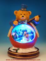 Automates musicaux de No&euml;l Automate musical de No&euml;l : automate musical en forme d'ours avec sc&egrave;ne de bonhomme de neige