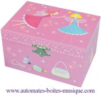 Bo&icirc;tes &agrave; bijoux musicales avec ballerines Bo&icirc;te &agrave; bijoux musicale Trousselier avec ballerine dansante : bo&icirc;te &agrave; bijoux musicale rectangulaire