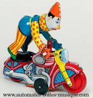 Jouets m&eacute;caniques en m&eacute;tal Jouet m&eacute;canique en m&eacute;tal de collection : jouet m&eacute;canique clown &agrave; la moto