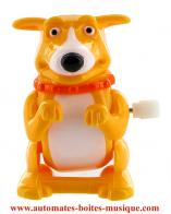 Automates animaux sauteurs m&eacute;caniques Automate animal sauteur m&eacute;canique : automate chien sauteur m&eacute;canique "Chien orange"