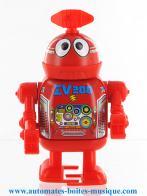 Jouets en m&eacute;tal, t&ocirc;le et fer blanc : robots m&eacute;caniques en m&eacute;tal Jouet m&eacute;canique en plastique : jouet robot m&eacute;canique "Petit robot rouge avec d&eacute;placement rapide"